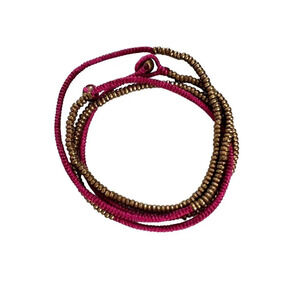 Cord & Brass Bead Necklace Bracelet Combo